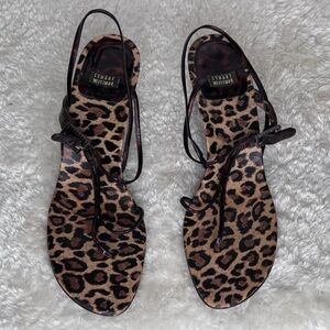 Stuart Weitzman Brown Kitten Heel Sandals